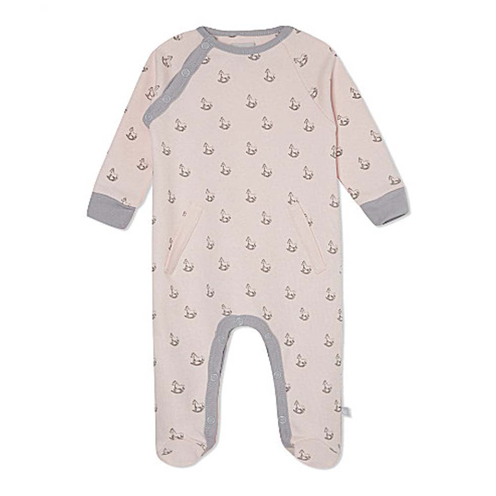 Jersey Sleepsuit- Pink Rockinghorse: 3-6 months
