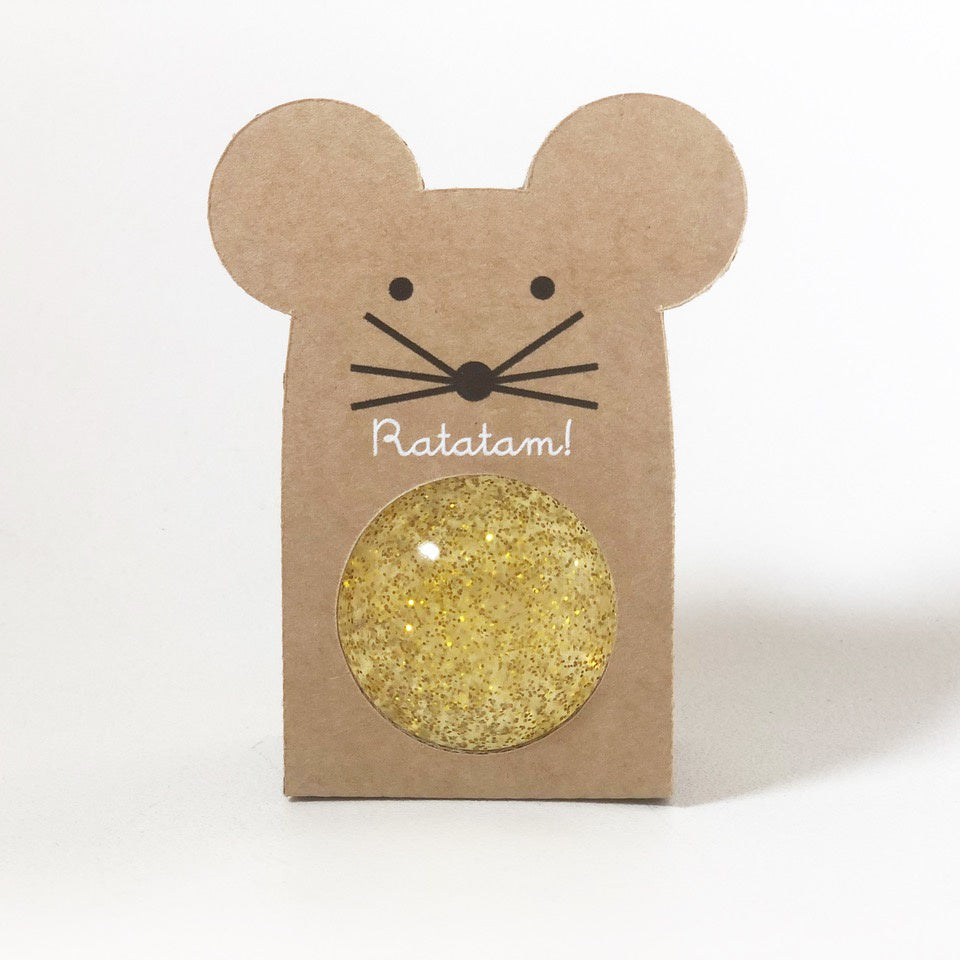 Small Glitter Bouncy Ball - Mouse : Gold