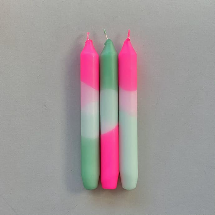 Dip Dye Neon Candles- Peppermint Clouds