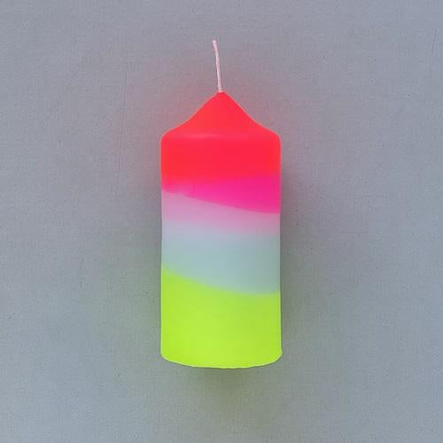 Dip Dye Neon Pillar Candle- Lollipop Lighthouse