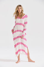 Negin Dress- White/Hot Pink