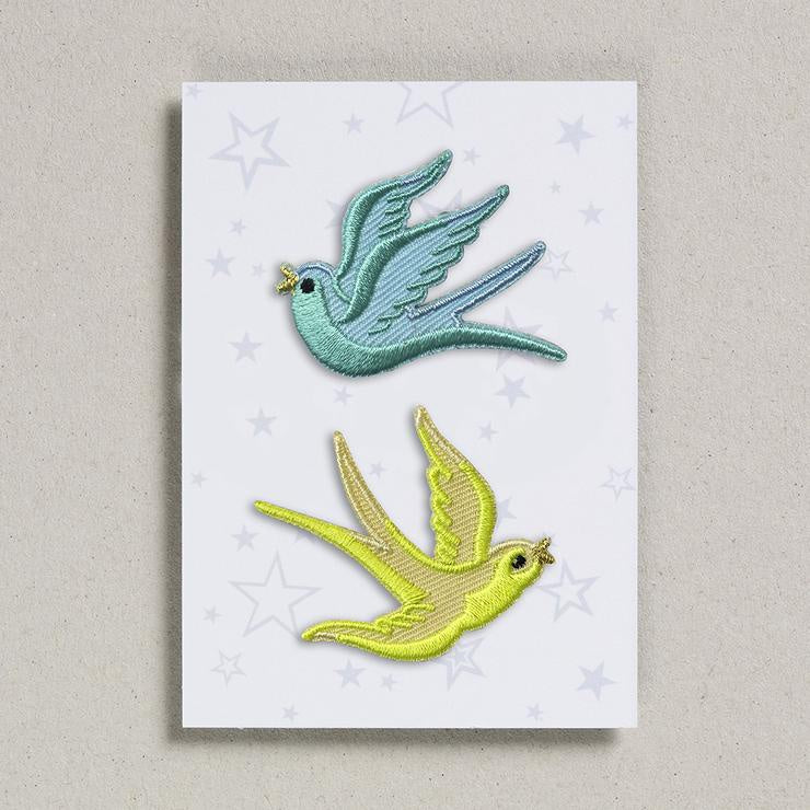 Iron on Patch-Blue & Yellow Swallows