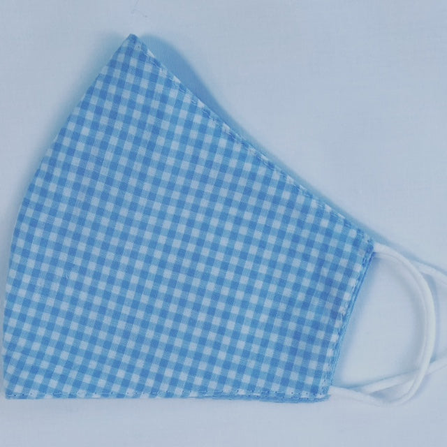 Light Blue Gingham Face Mask