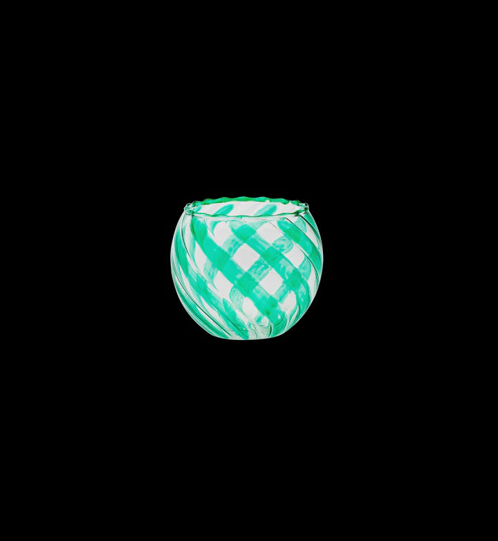 Waves Glass Tea Light Holder-Seafoam Green