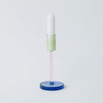 Glass Candlestick Tall- Pink/Green