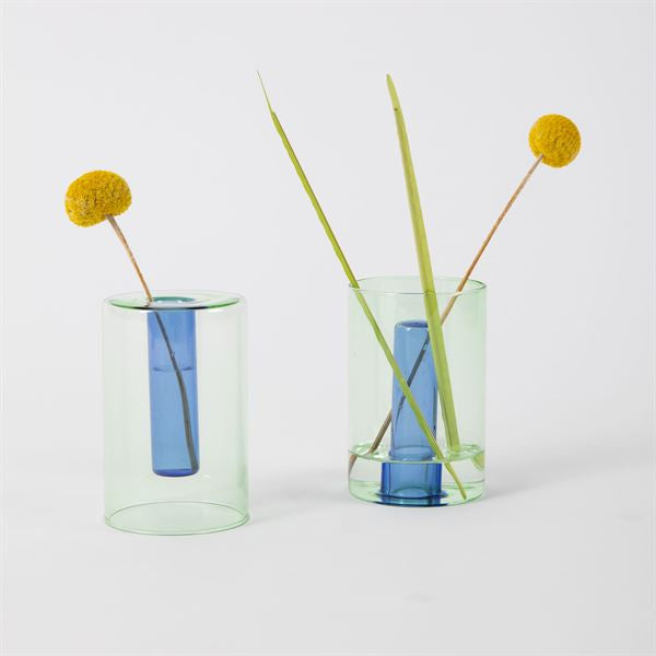 Reversible Glass Vase Small- Green/Blue