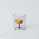 Duo Tone Glass Tea Light Holder- Grey/Orange