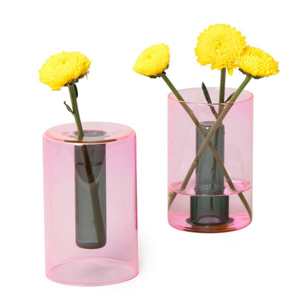 Reversible Glass Vase Small- Pink/Green