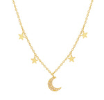 Moon & Star Charm Necklace-Gold