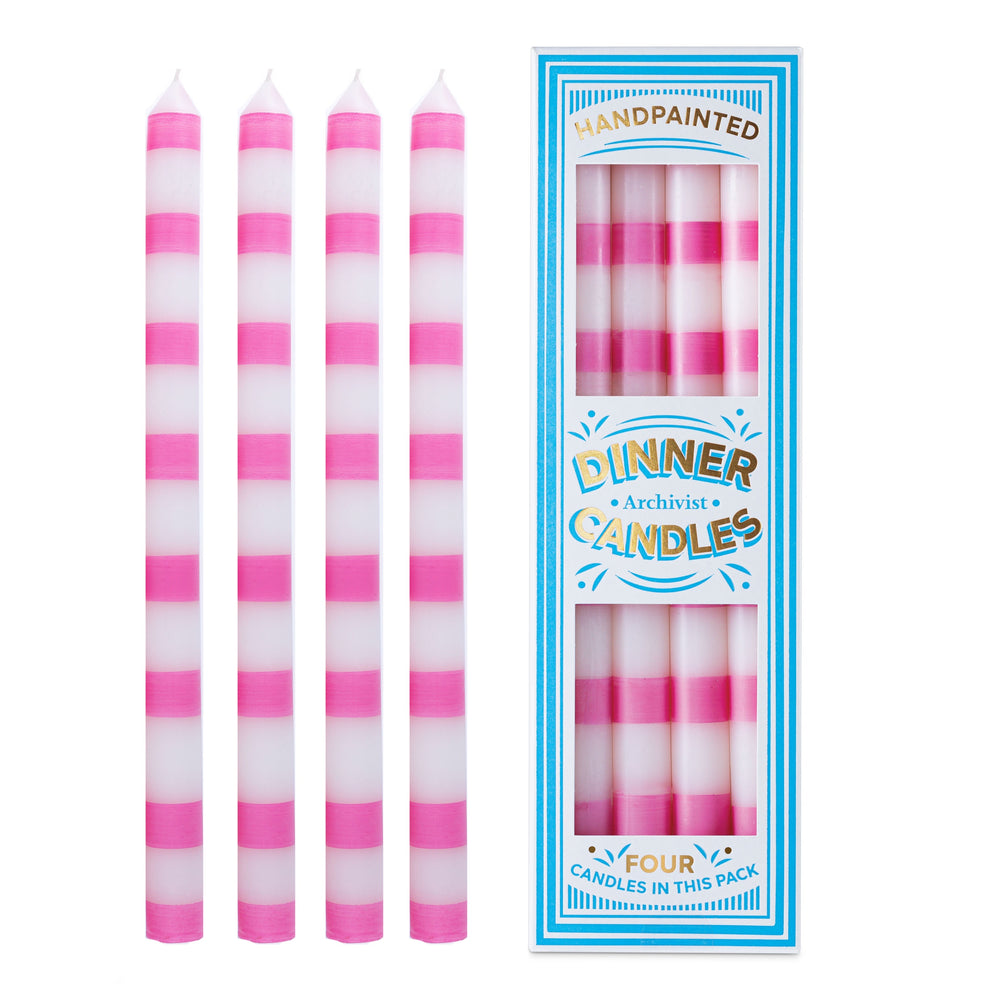Pink Stripe Candle Pack of 4