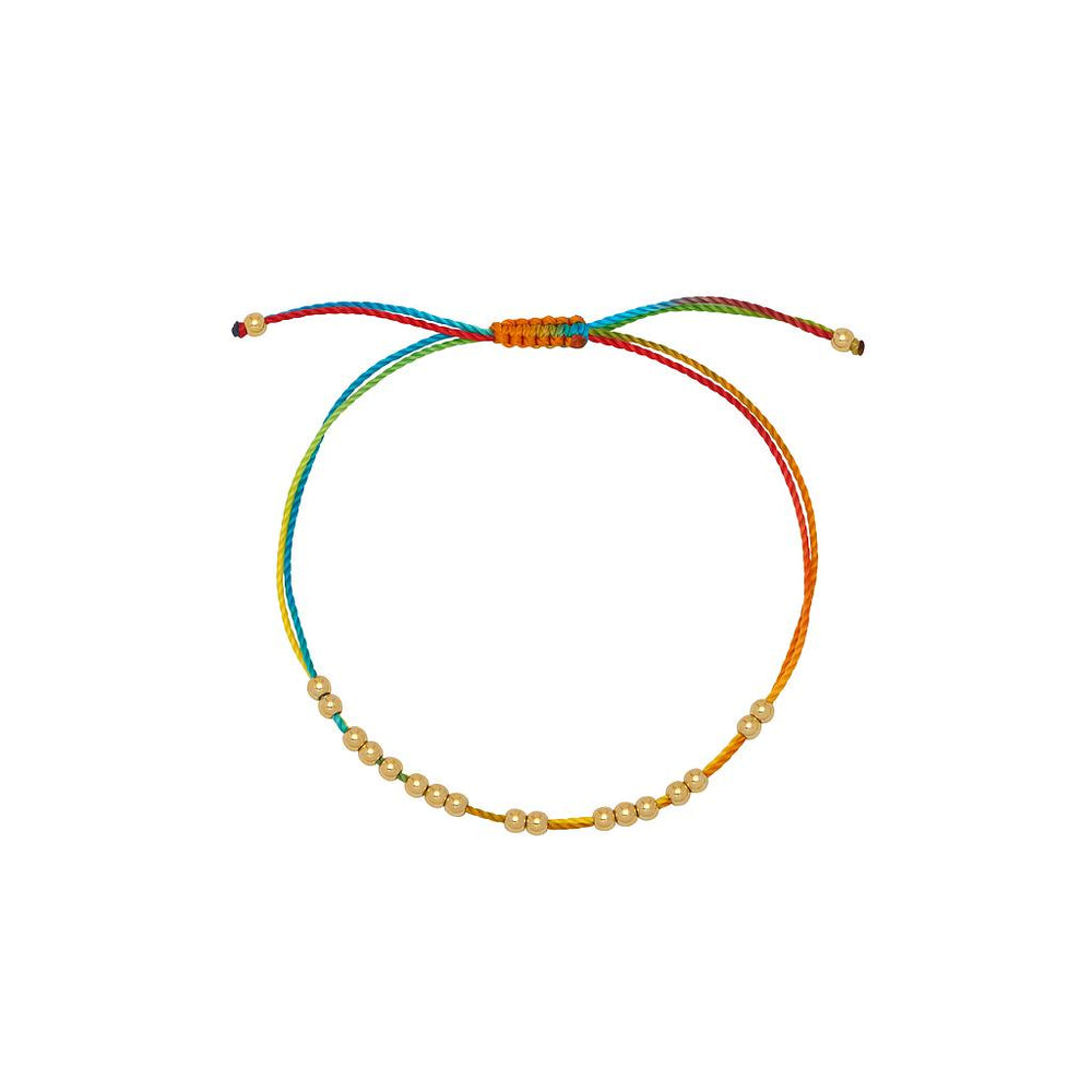 Rainbow Cord Bracelet - Gold Beads