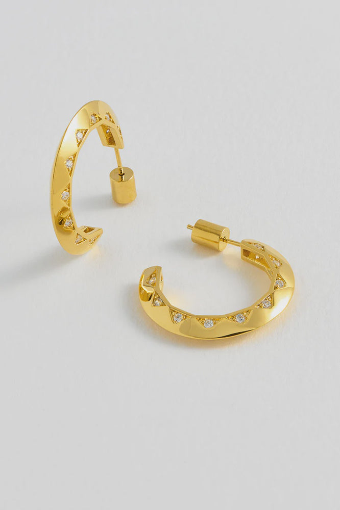Quilting Inlay Gold Hoops