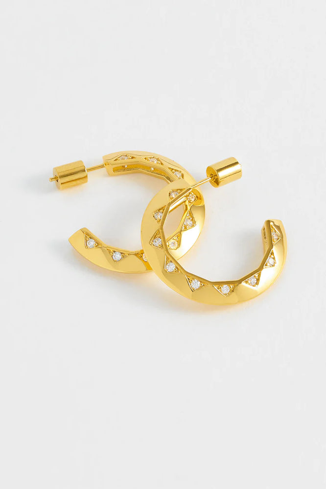 Quilting Inlay Gold Hoops