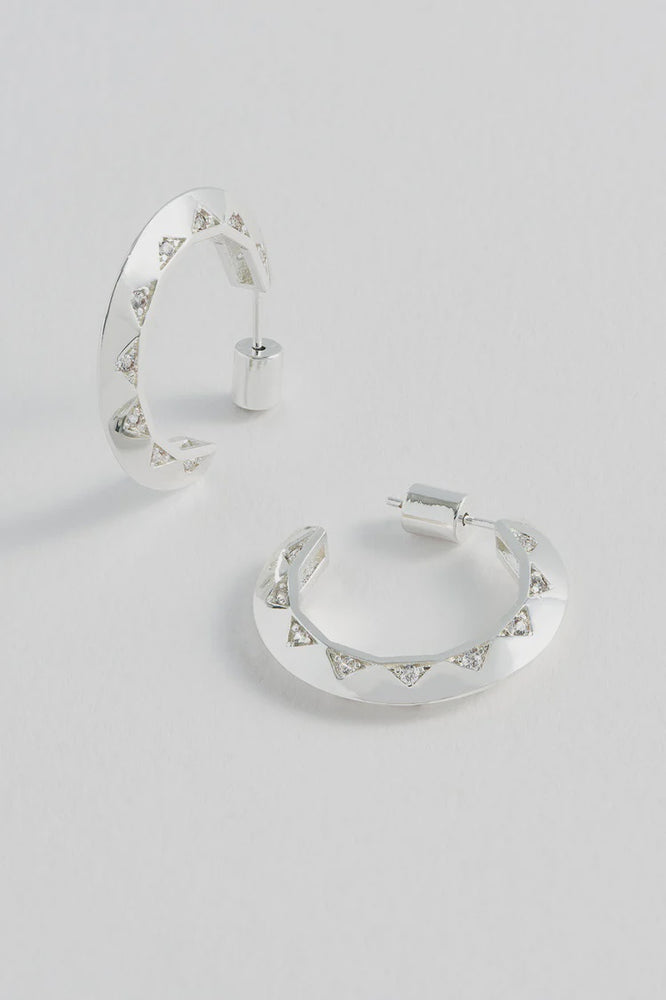 Quilting Inlay Silver Hoops