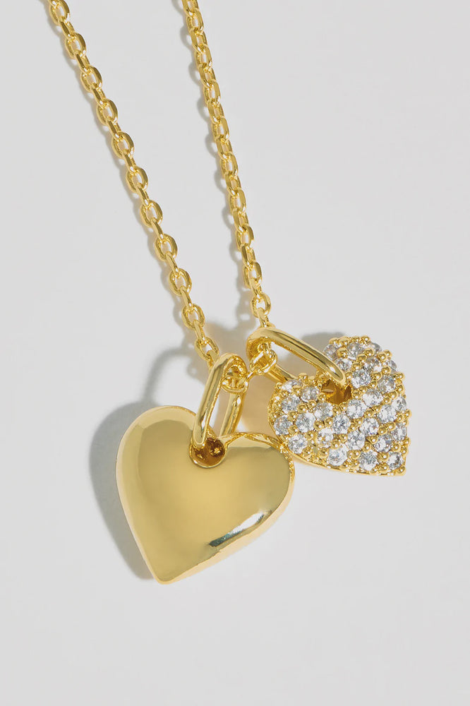 Double Heart Necklace- Gold