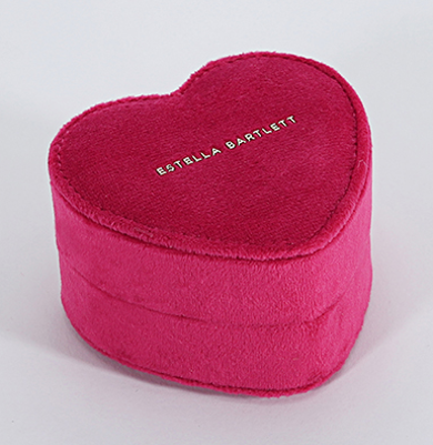 Mini Heart Shape Jewellery Box - Hot Pink Velvet