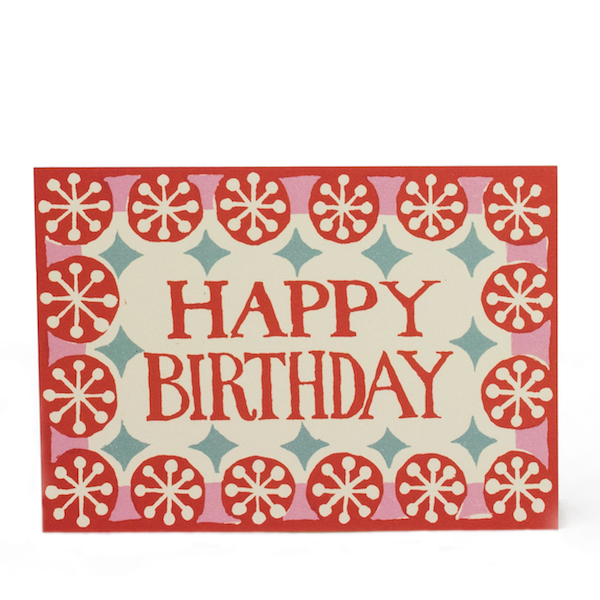 Card Happy Birthday Coral, Pink and Pale Turquoise