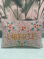 Embroidered Liberte Cushion- White Floral