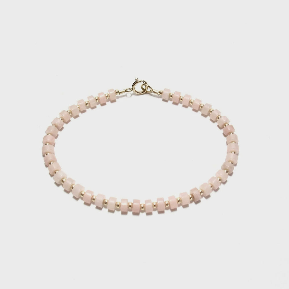 Pink Jade Heishi Beads Bracelet