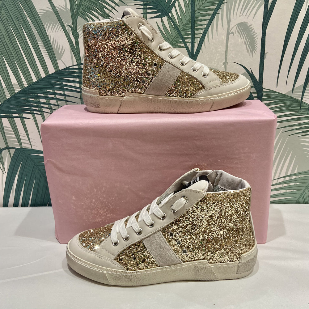 Gold Glitter High Top Trainers