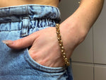 Cornelia Plated Brass Belcher Chain Bracelet With Lock in Gold