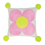 Jemima Flower Embroidered Cushion Pale Pink/Yellow Centre