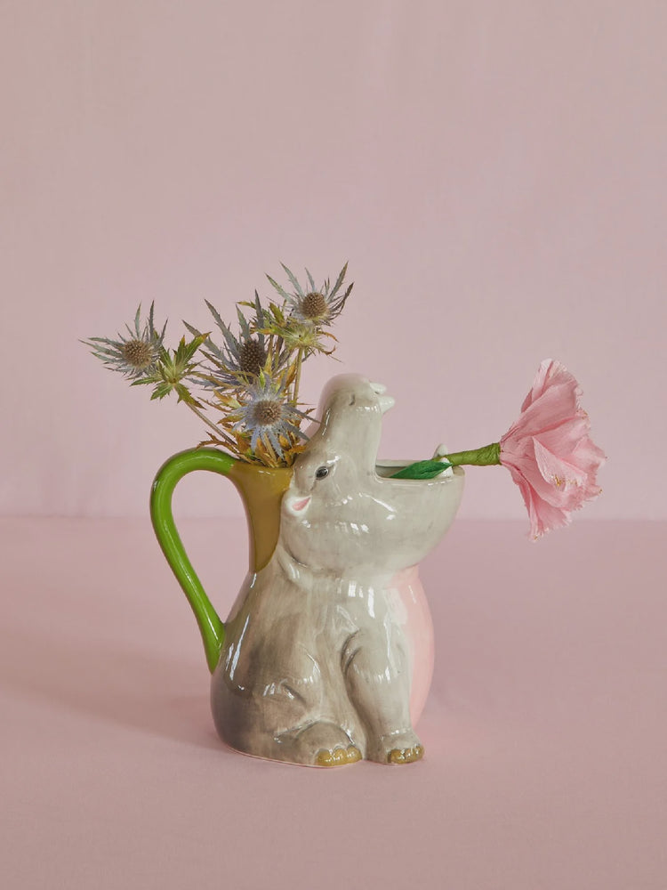Hippo Ceramic Vase - Grey