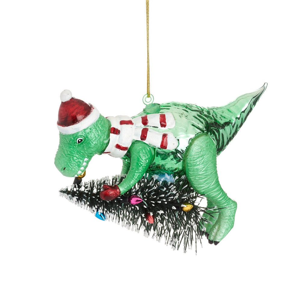 Dinosaur with a Christmas Tree Shaped Bauble