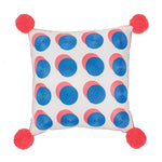 Letterpop Spots Embroidered Cushion Cornflower/Coral