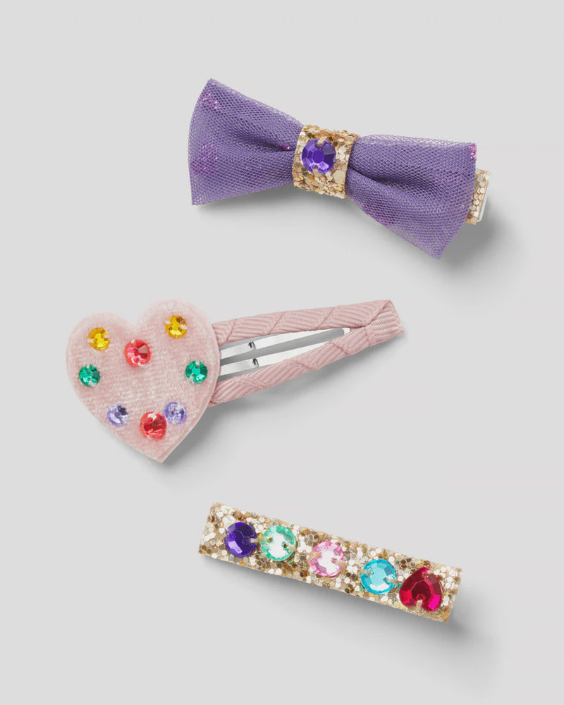 Jewelled And Heart Clip Set