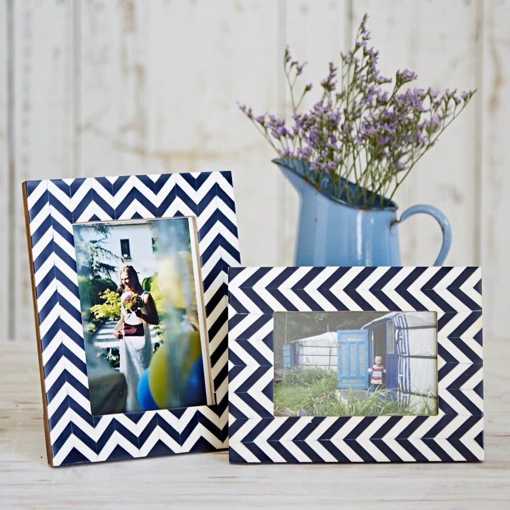 Neha Navy Chevron Patterned Photo Frame- 7x5