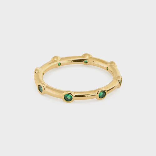 Emerald Stationed Crystal Ring