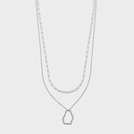 Organic Open Circle 2 Row Necklace- Silver