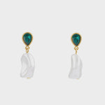 Emerald Teardrop & Pearl Drop Earring