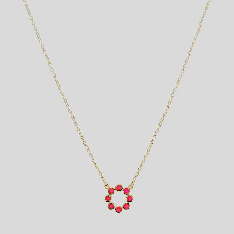 Ortigia Mini Fuchsia Pink Chalcedony and Gold Vermeil Necklace
