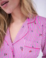 Raspberry Ditsy Stripe Pyjama Set- White/Pink