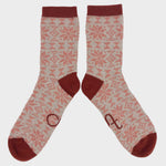 Womens socks lambswool  - pink/terracotta