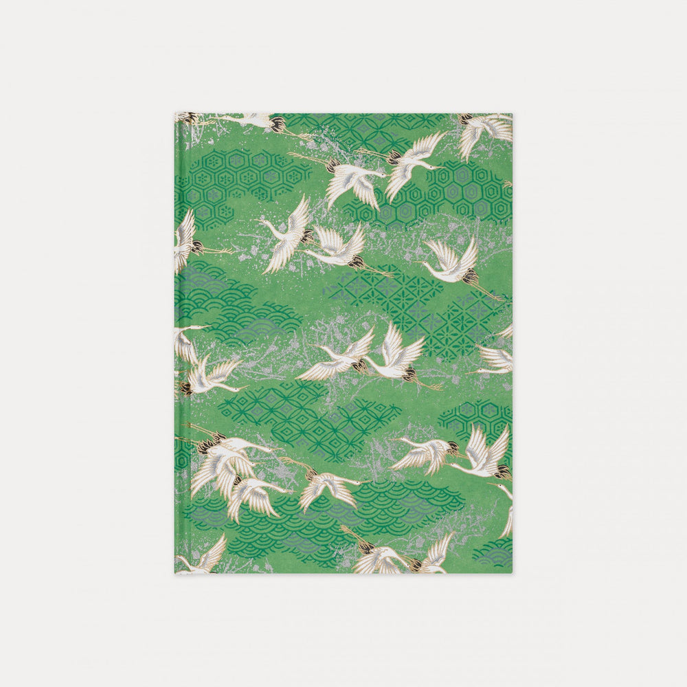 Essential Notebook-Silver Cranes/Green