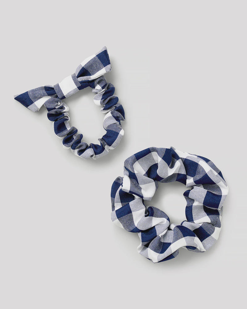 Navy & White Gingham Scrunchie Set