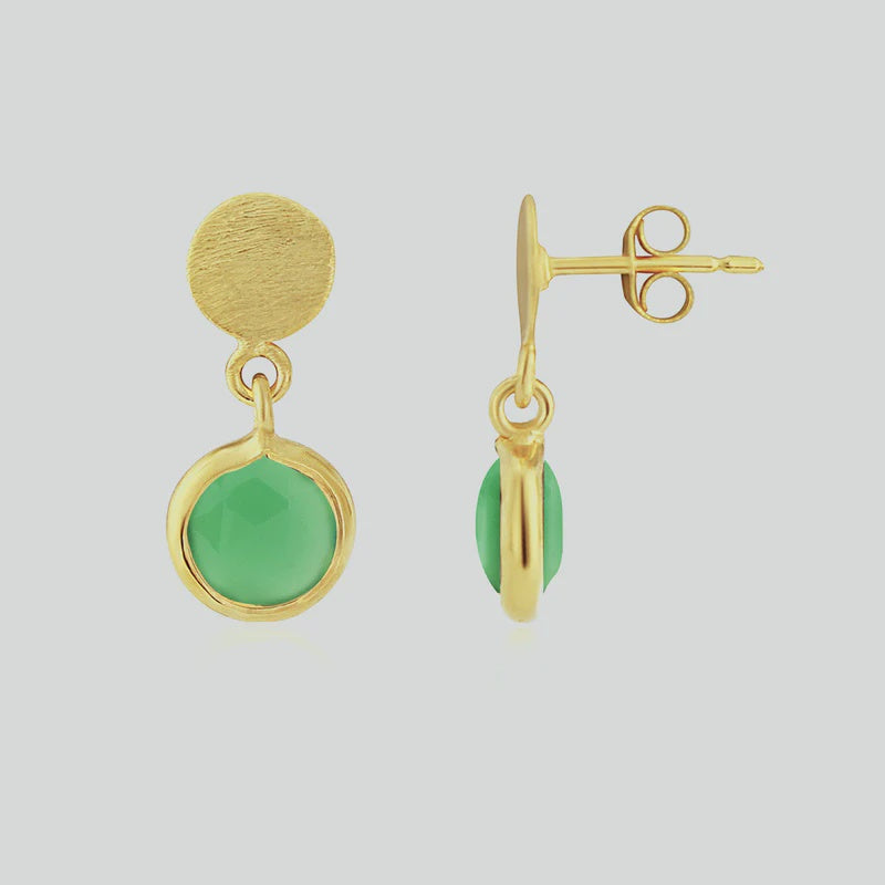 Salina Gold Vermeil Disc and Chrysoprase Green Earrings