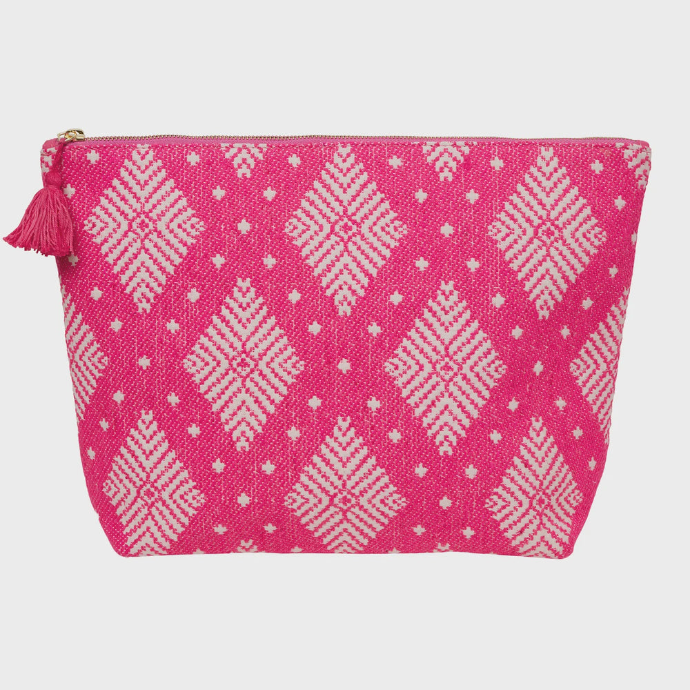 Large Cotton Wash Bag - Pink/White