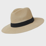 Panama Hat - Natural Paper with Navy Band