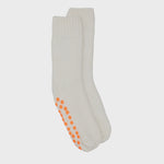 Plain Slipper Socks - White/Neon Orange Pads