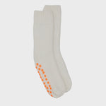 Kids Plain Slipper Socks - White/Neon Orange Pads