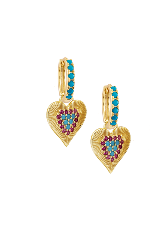 Mexican Heart Turquoise Midi Hoop
