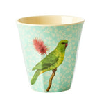 Melamine Cup with Vintage Bird Print - Green - Medium