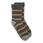 Glitter Stripe Slipper Socks - Gold/Grey