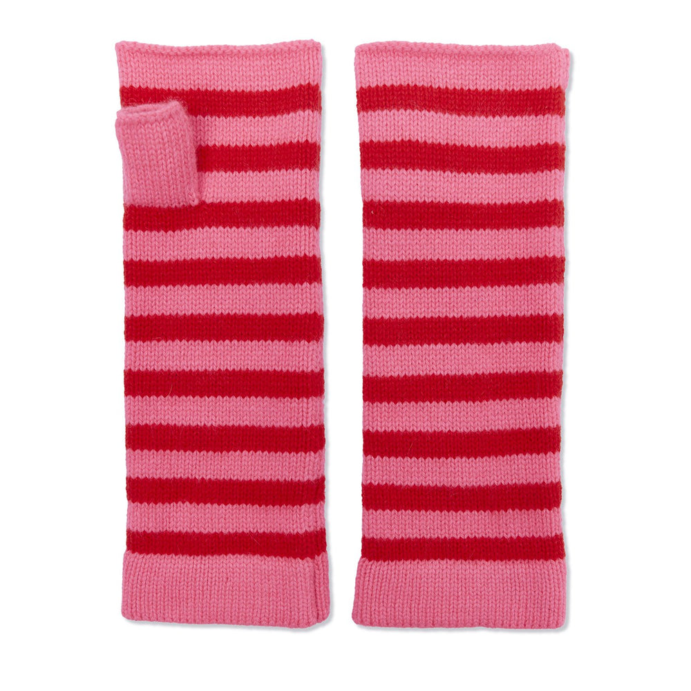 Cashmere Striped Wrist Warmer-Pink/Red
