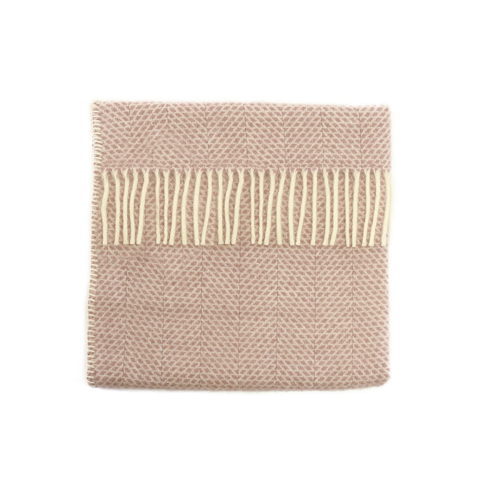 Baby PNW Pram Blanket with Blanket Stitch Edge - Beehive Dusky Pink
