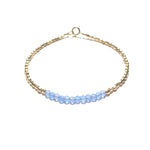 Blue Chalcedony Line and Gold Beads Bracelet
